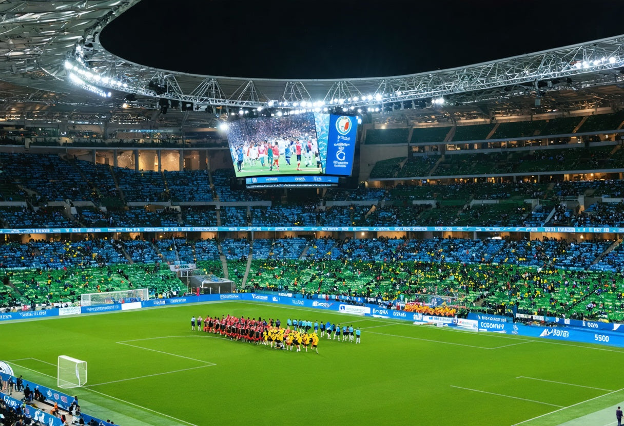 Estádio iluminado recebe times prontos para as quartas de final mundial de clubes Copa do Mundo de Clubes da FIFA 25