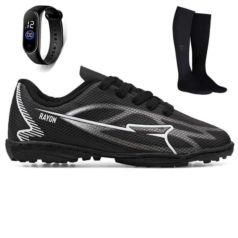 Chuteira Infantil Futebol Society Kit Relógio Meião