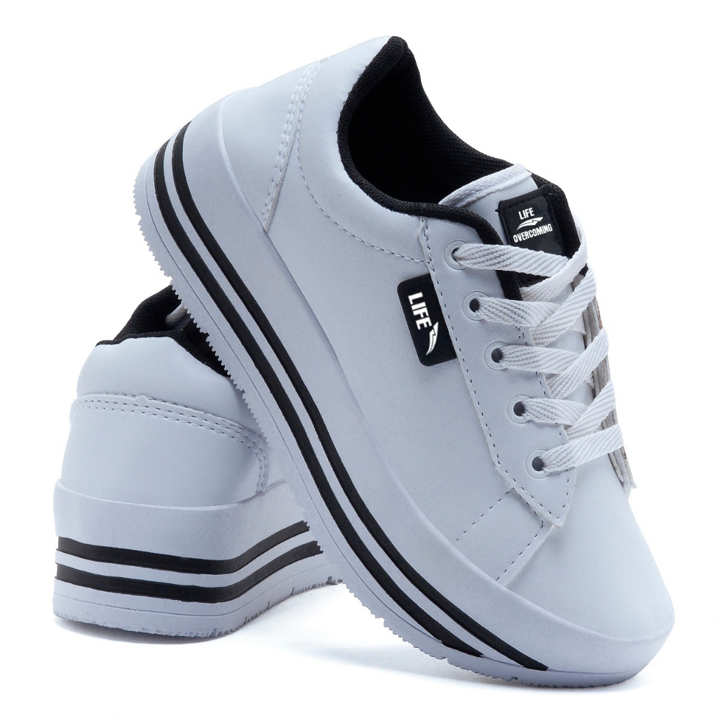 Tênis Feminino Plataforma Casual Plumas