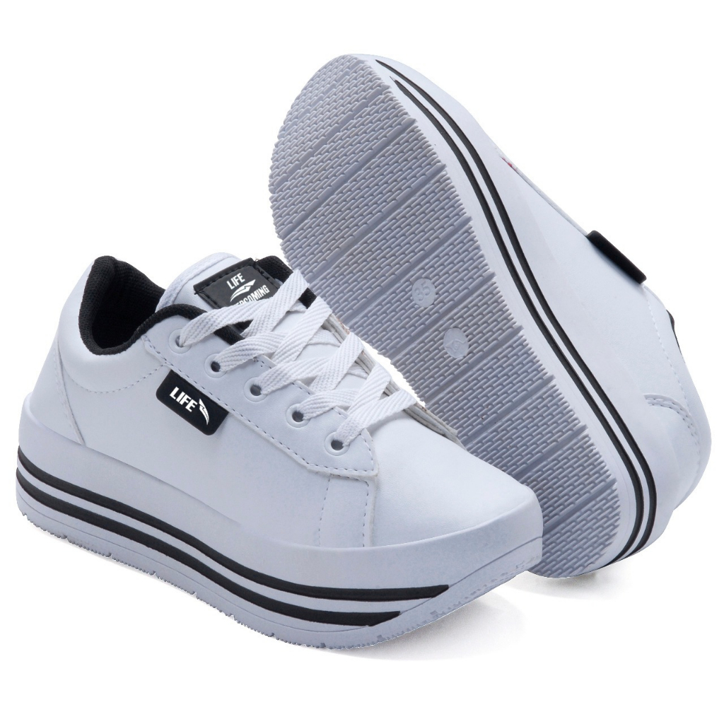 Tênis Feminino Plataforma Casual Plumas