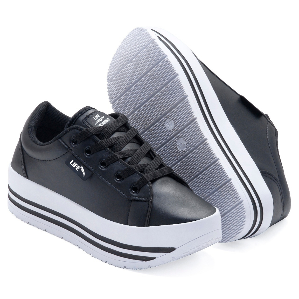 Tênis Feminino Plataforma Casual Plumas