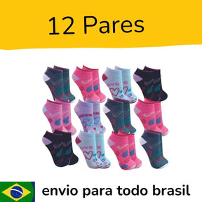 Kit 12 Pares Meias Adulto Feminino EZFeet - Teus Pulos