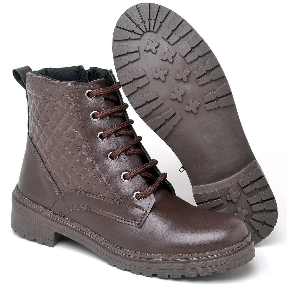 Bota Coturno Casual Feminina Outono Inverno Zoya - Teus Pulos