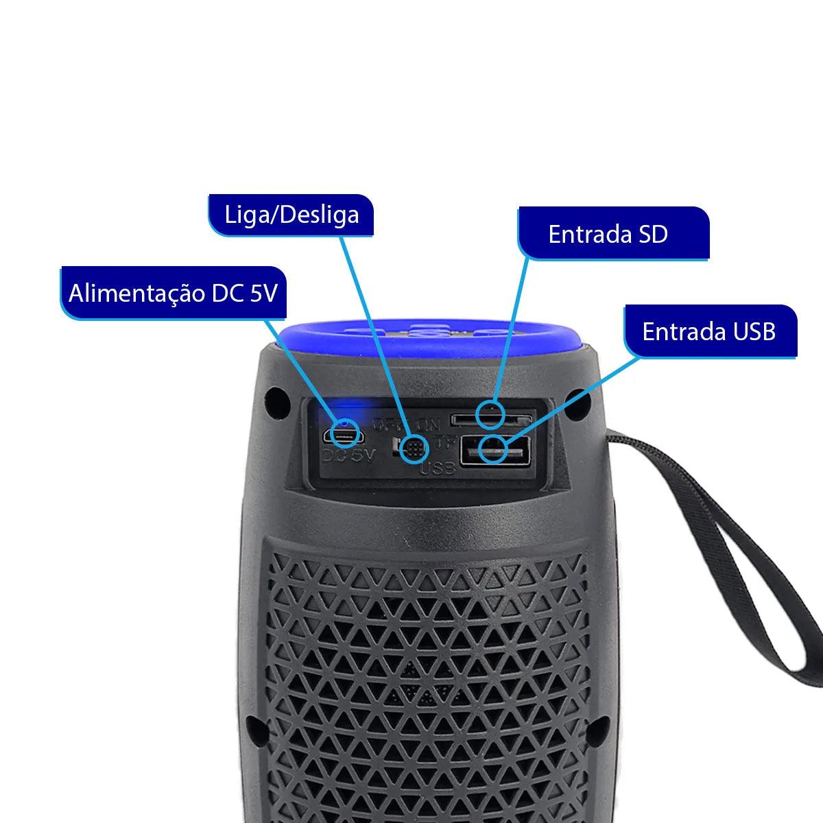 Caixa de Som RGB, TWS, FM, Alto-falante Bluetooth Portátil - Teus Pulos