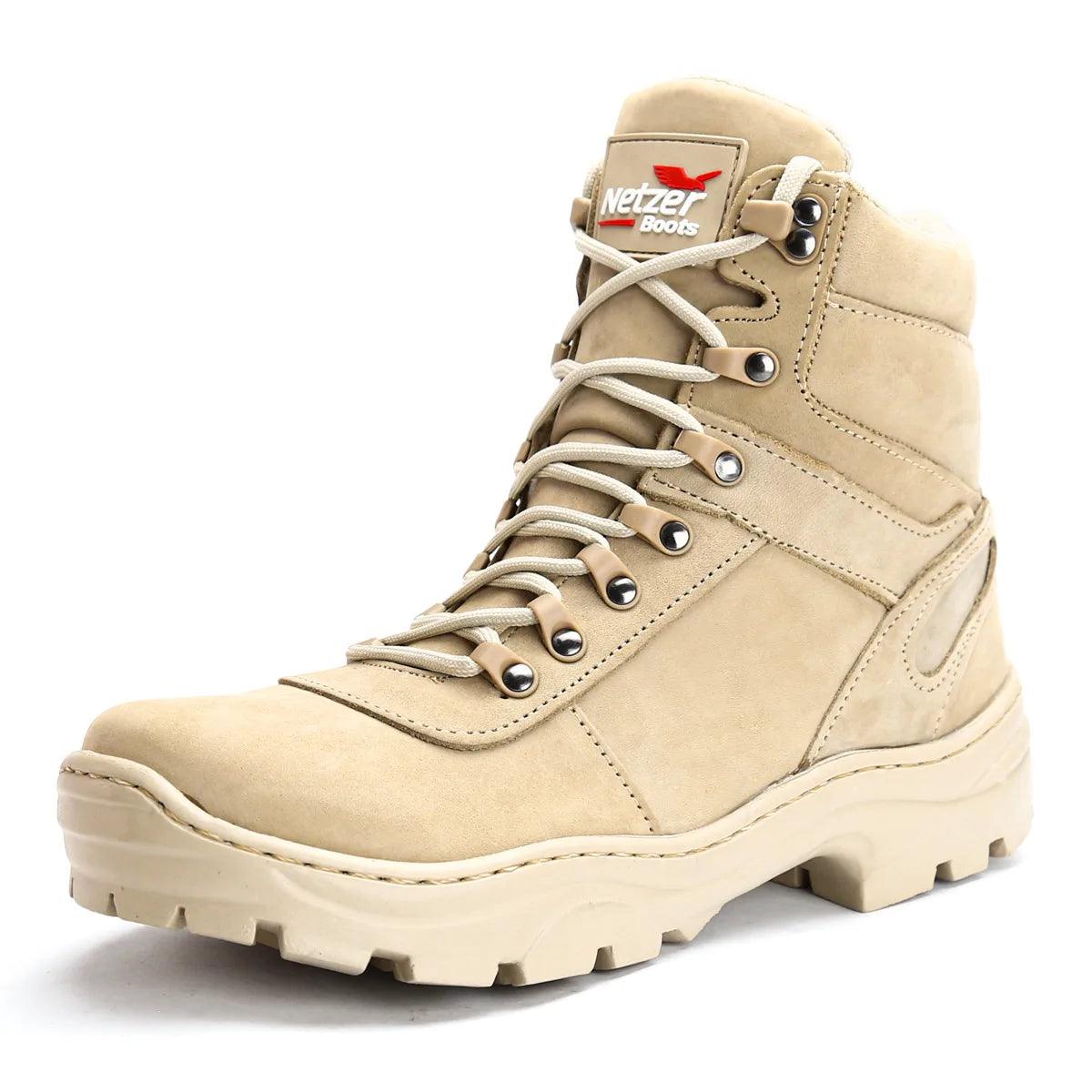 Bota Coturno Militar Masculina Ferraretto GranBoots em Couro Legitimo Bege - Teus Pulos