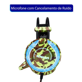 Headset Fone de ouvido gamer Headphone com microfone Luz LED para PC Computador - Teus Pulos