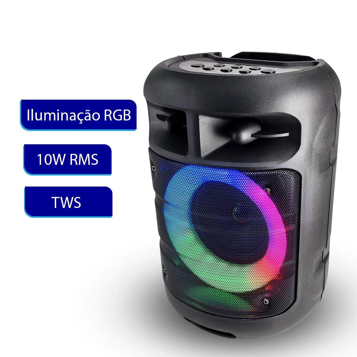 Caixa de Som Portátil Bluetooth LED RGB Luz, TWS Wireless, RGB, XDG-95 - Teus Pulos