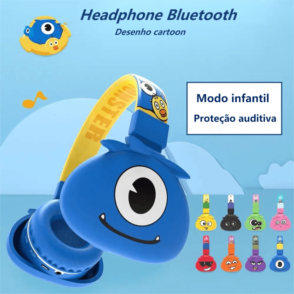 Fone de Ouvido Headphone Bluetooth Sem Fio Mostrinhos - Teus Pulos