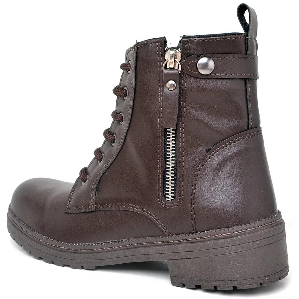 Bota Coturno Feminina Casual Cano Curto Lisa Zeta - Teus Pulos