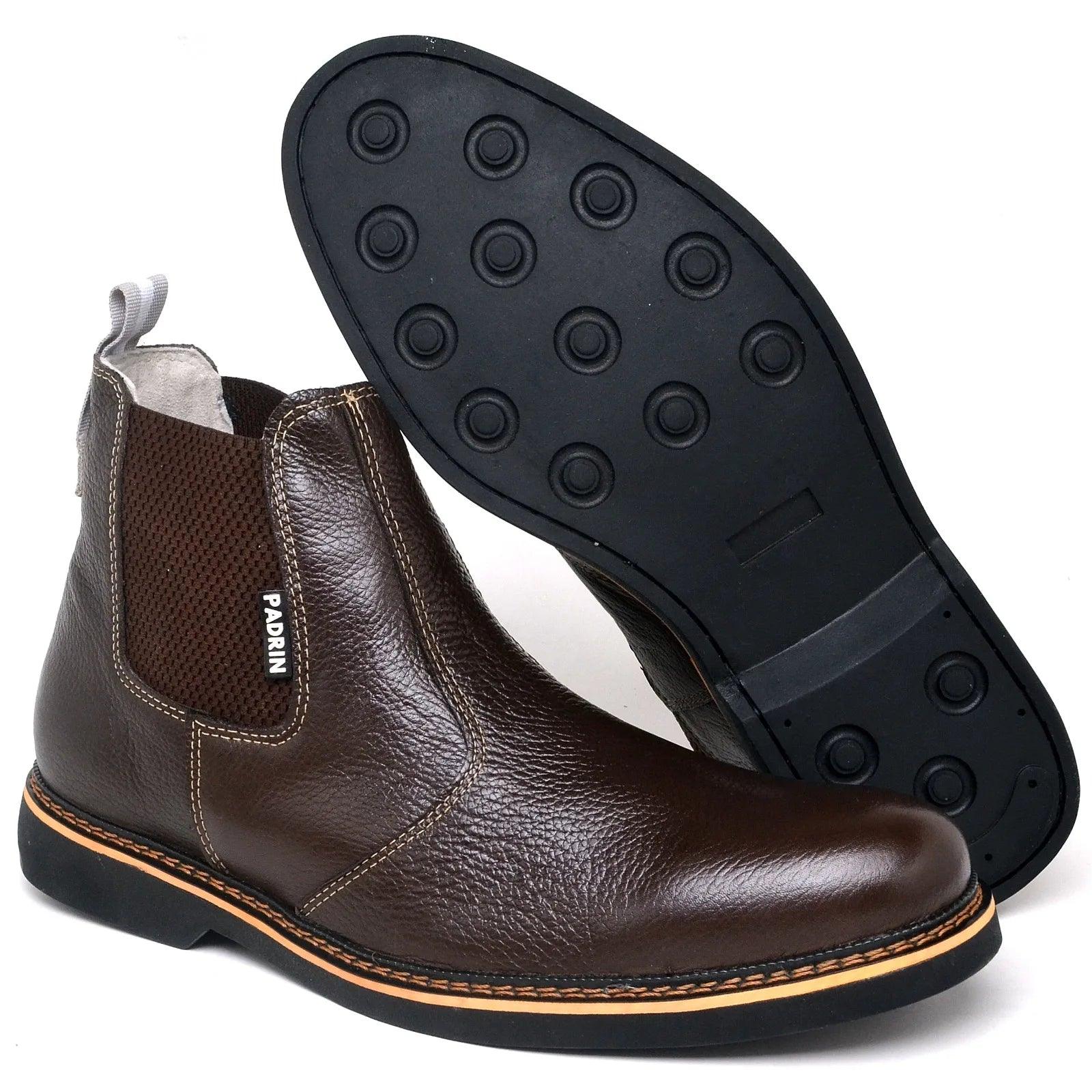 Bota Botina Casual Chelsea de Couro - Teus Pulos