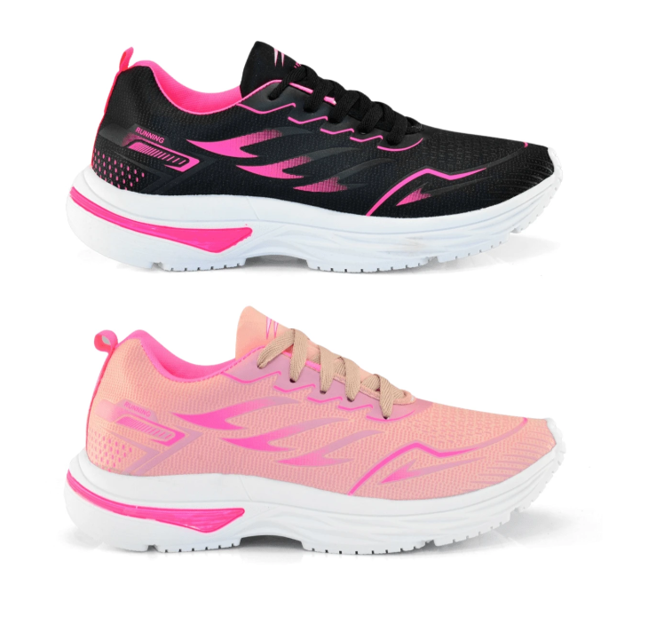 Tênis Feminino Esportivo Corrida Kit 2 Pares