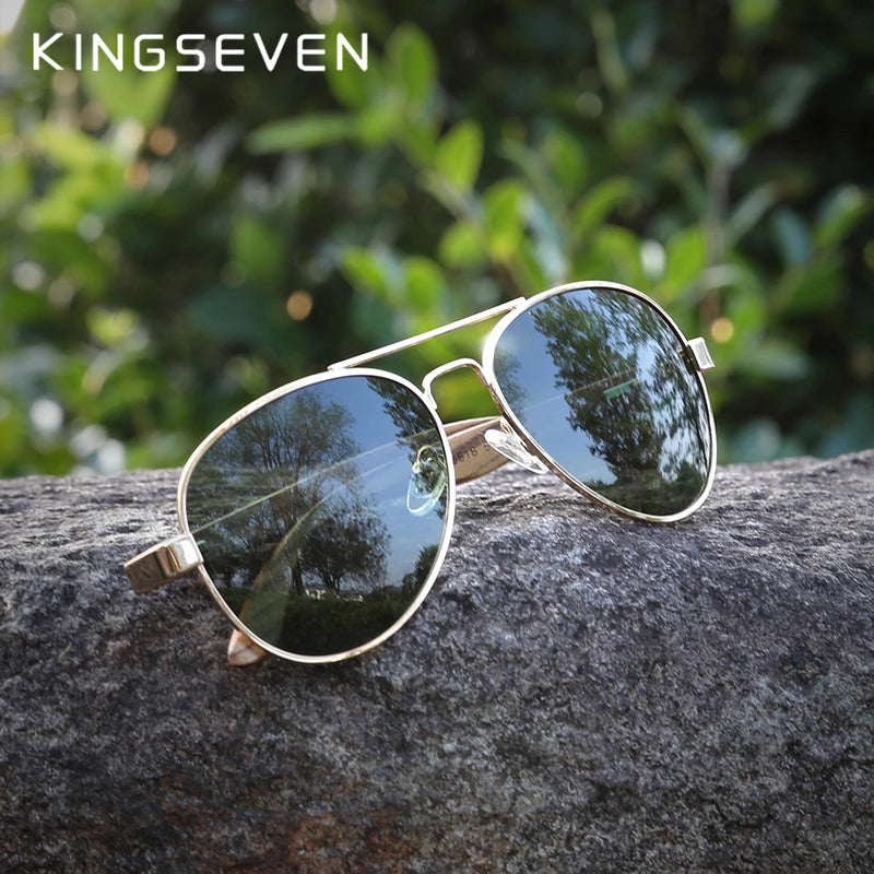 Óculos de Sol Polarizado de Madeira KingSeven LuminousLuxe - Teus Pulos