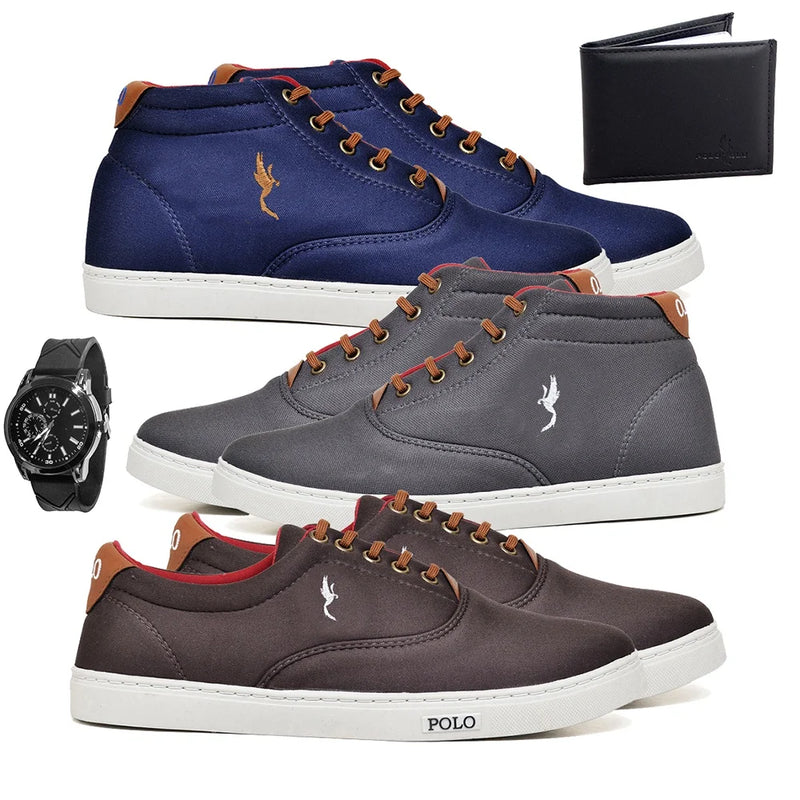 Kit 3 Pares Tênis Masculino Casual Polo Blu - Teus Pulos