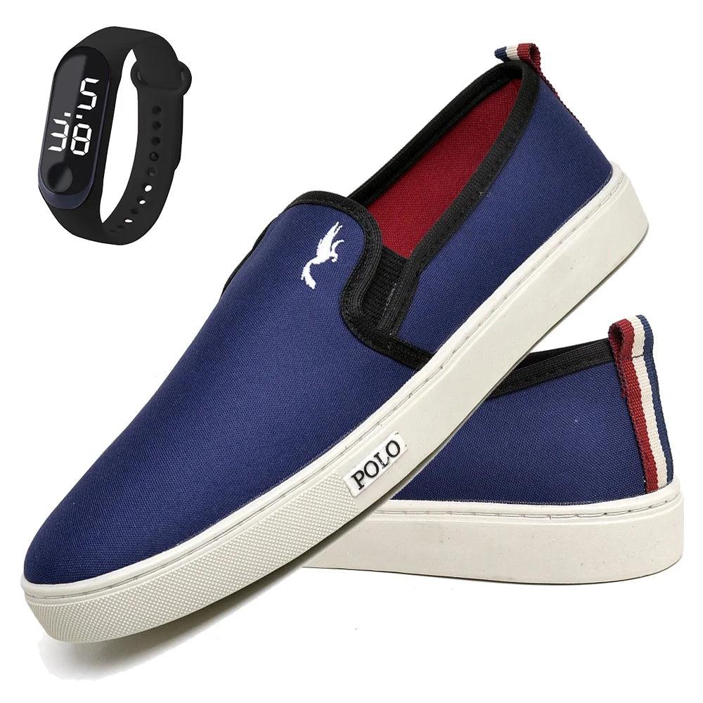 Kit Tênis Casual Slip On + Relógio Digital - Teus Pulos