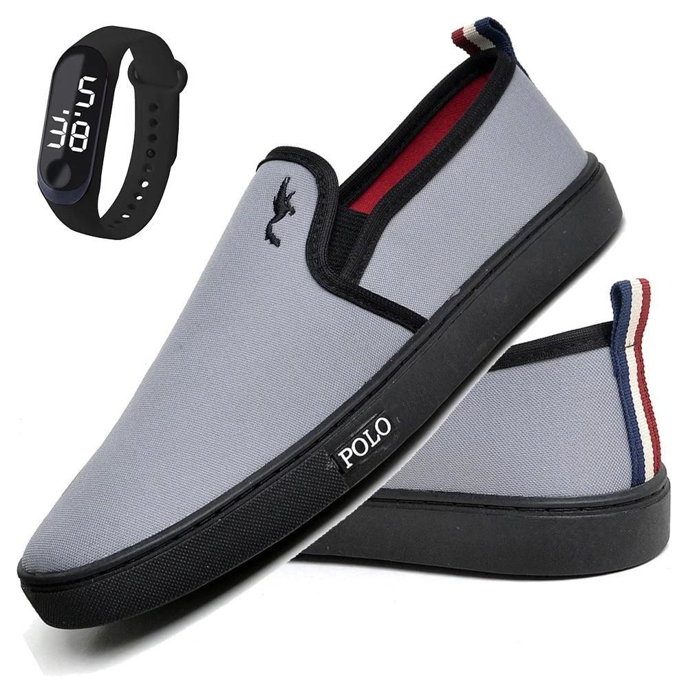 Kit Tênis Casual Slip On + Relógio Digital - Teus Pulos