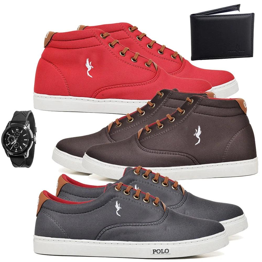 Kit 3 Pares Tênis Masculino Casual Polo Blu - Teus Pulos