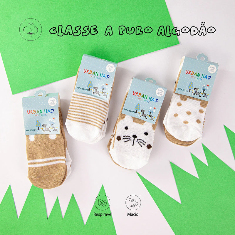 Conjunto de 12 Pares de Meias Antiderrapantes infantil CozyPods - Teus Pulos