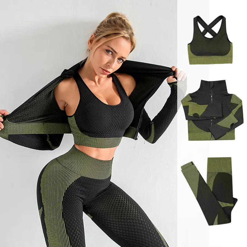 Conjunto Jaqueta+Top+Legging Feminino Academia DamaFit - Teus Pulos