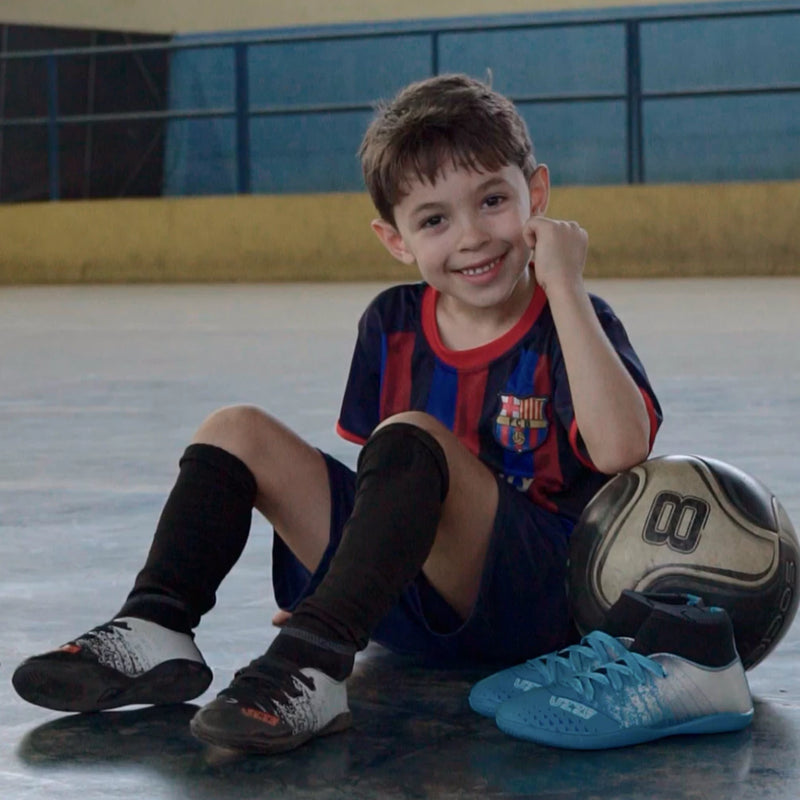 Chuteira Futsal Uzze Sport Botinha Kit Meião Caneleira