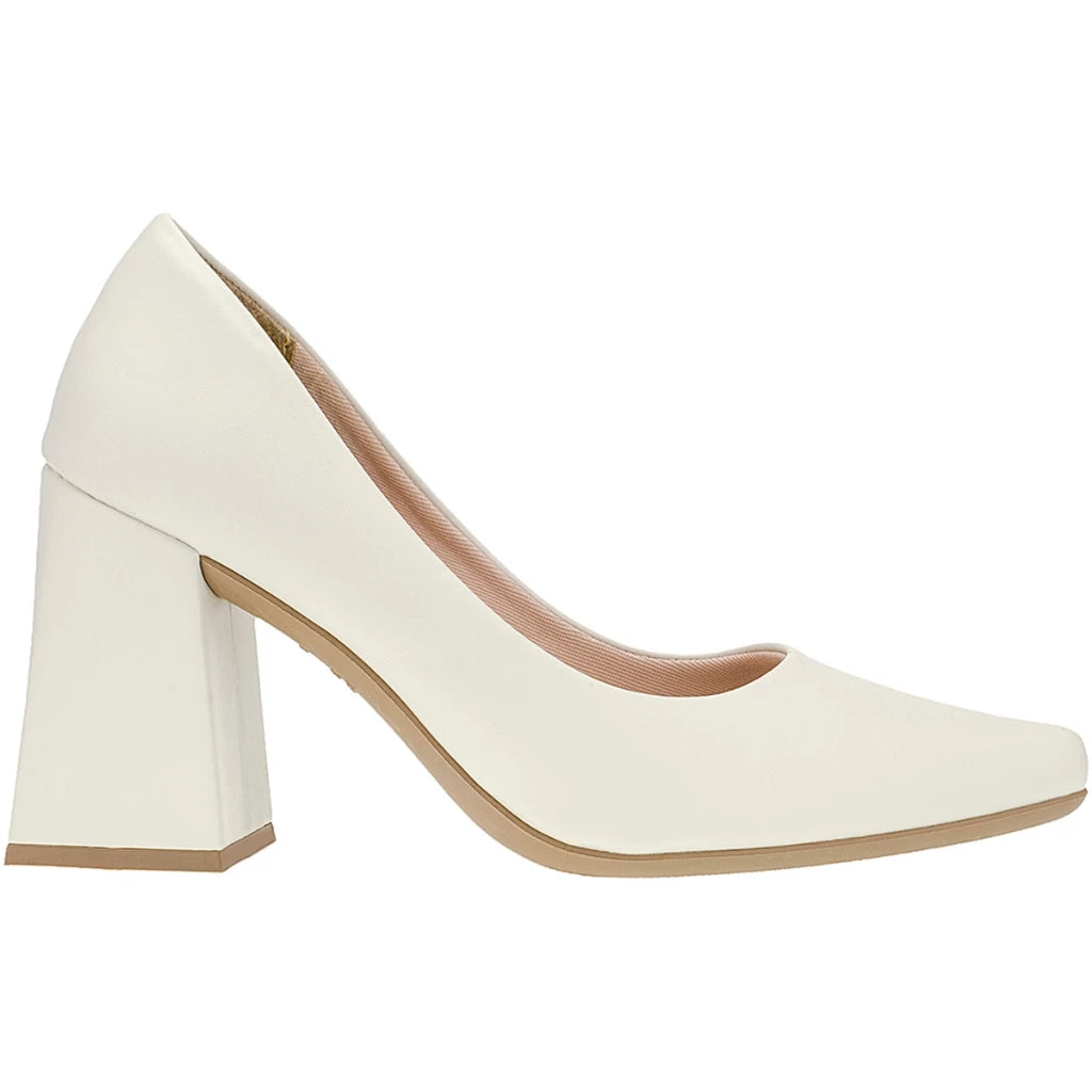 Scarpin Feminino Salto Bloco Alto Bico Fino