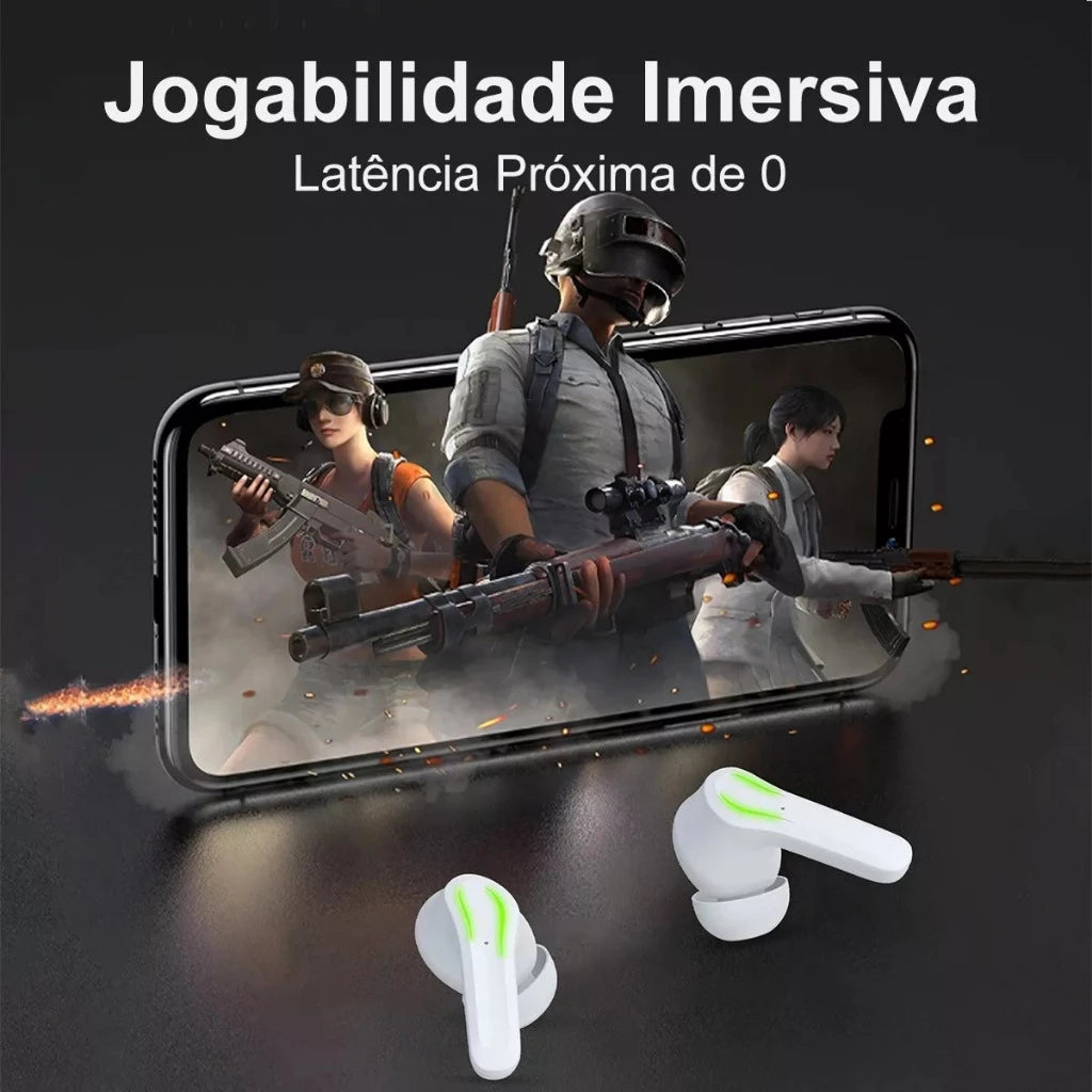 Fone de Ouvido Bluetooth Gamer TWS 5.3 com Luz LED