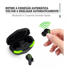 Fone de Ouvido Bluetooth Gamer TWS 5.3 com Luz LED