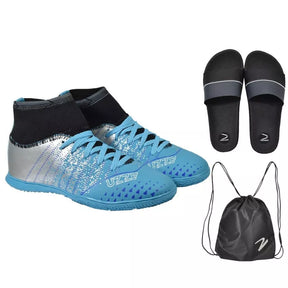 Chuteira Futsal Uzze Sport Kit Botinha Mochila Chinelo