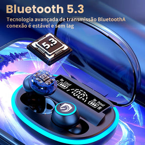 Fone Bluetooth H'maston F918 TWS 5.3 com Luz LED