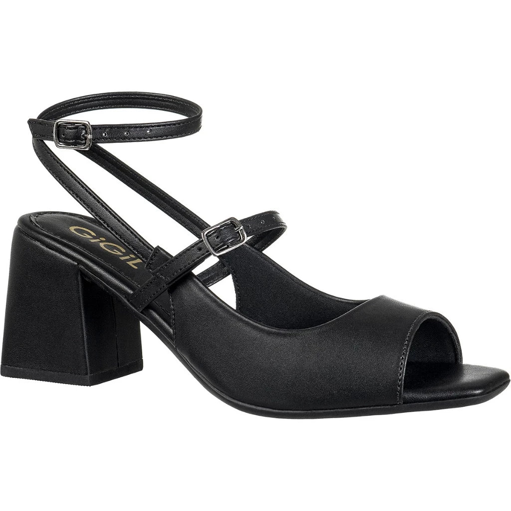 Sandália Salto Bloco Feminino Slingback Peep Toe GiGiL