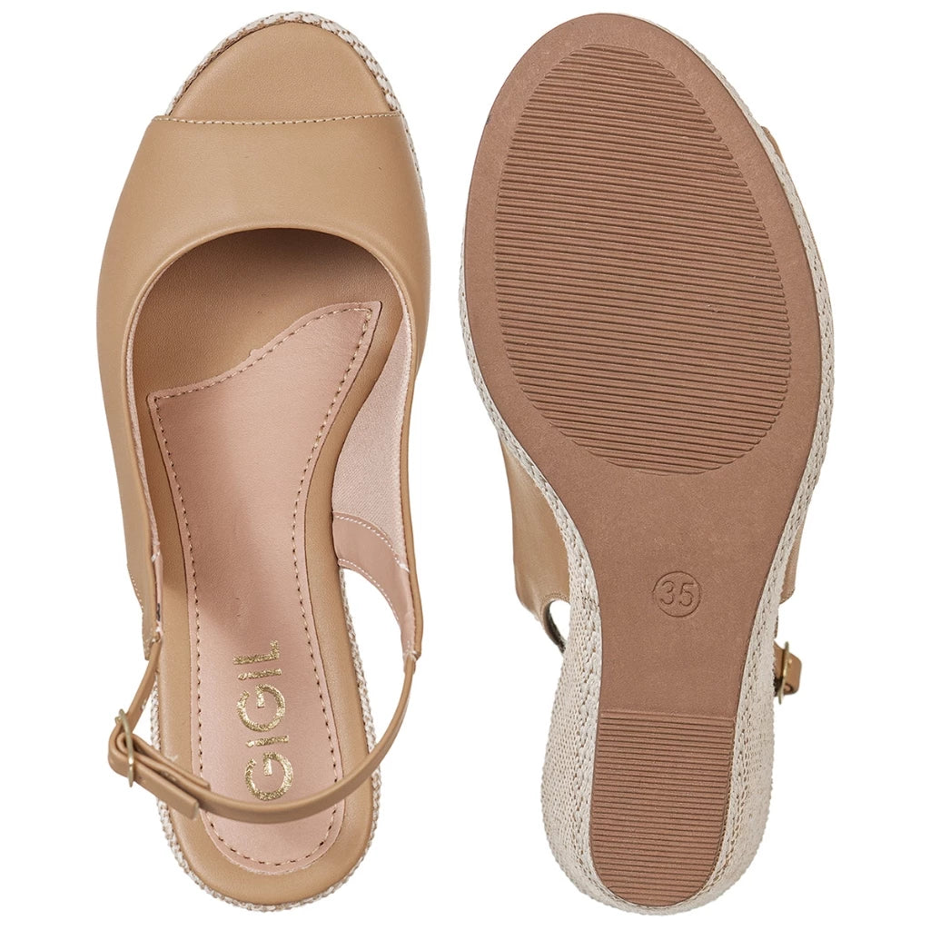 Sandália Feminina Anabela Peep Toe Espadrille Plataforma