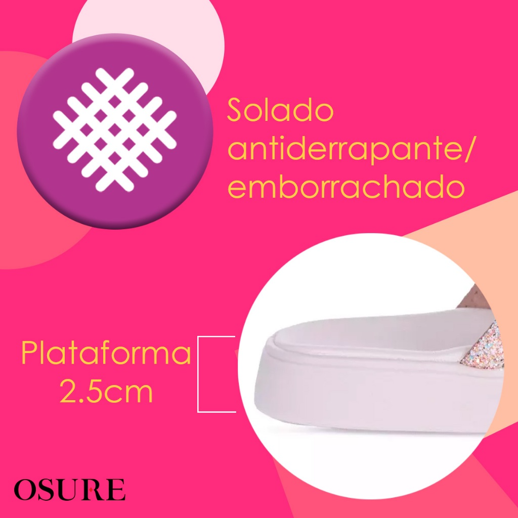 Sandália Papete Moleca Feminina com Brilho