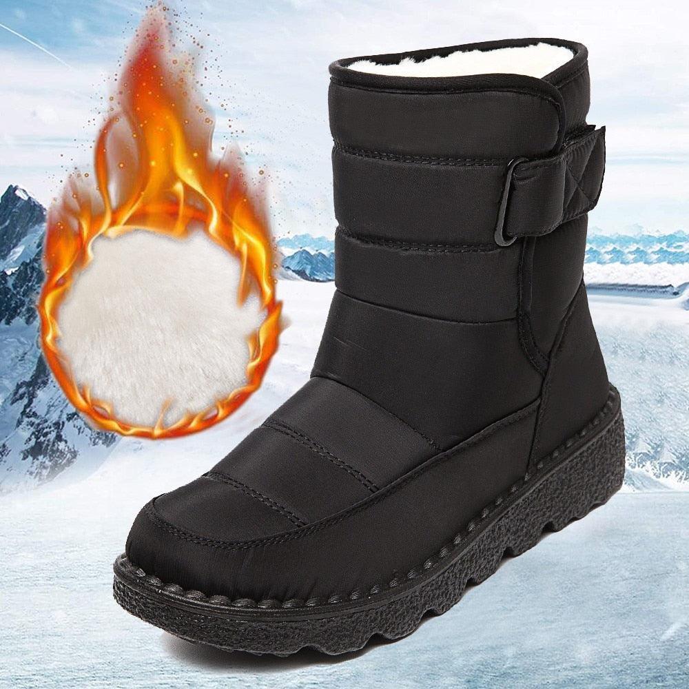 Women's Short Waterproof Boot Snow Winter Black 34